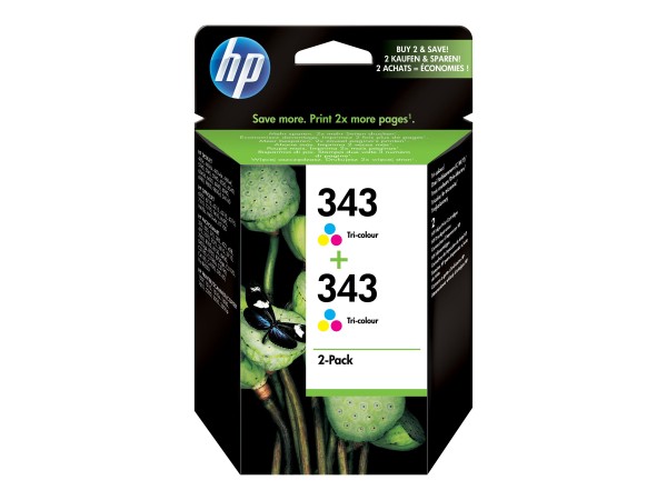 HP HP 343 2er Pack Farbe (Cyan, Magenta, Gelb) Tintenpatrone