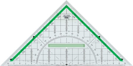 M+R Geodreieck "Green Line", Hypotenuse: 230 mm, glasklar