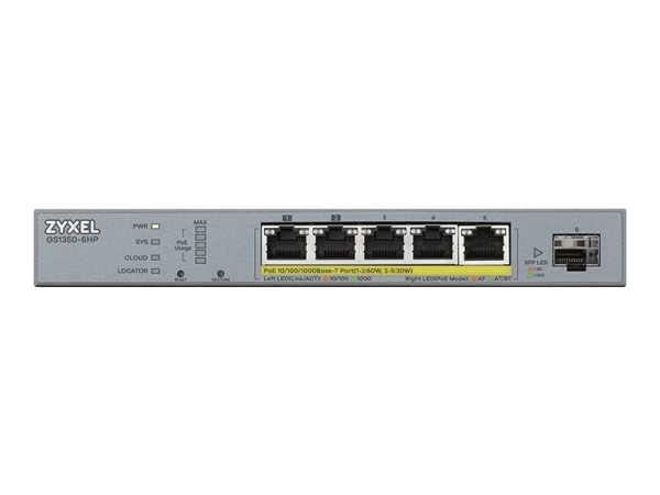 ZYXEL Switch 6x GS1350-6HP PoE long range 60W 802.3BT GS1350-6HP-EU0101F