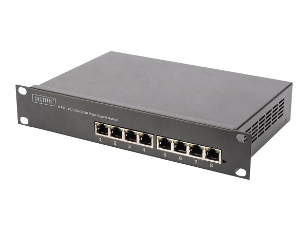 DIGITUS 10 Zoll Gigabit Ethernet PoE+ Switch, 8-Port