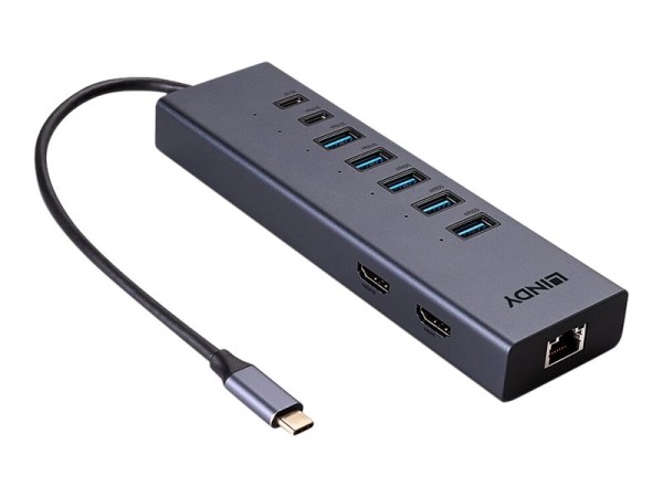 LINDY LINDY DST-Mini Duo, USB C Laptop Mini Dock 2x 4K HDMI