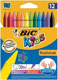 BIC KIDS Wachsmalkreide Plastidecor, 12er Kartonetui