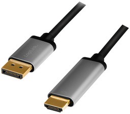 LogiLink DisplayPort - HDMI Kabel, 2,0 m, schwarz/grau