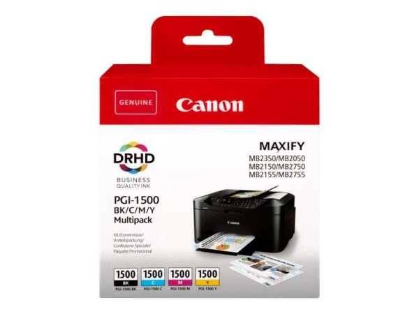 CANON PGI 1500 BK/C/M/Y Multipack 4er Pack Schwarz, Gelb, Cyan, Magenta Tin 9218B005