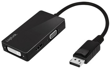 LogiLink 4K DisplayPort auf DVI/HDMI/VGA Adapter, schwarz