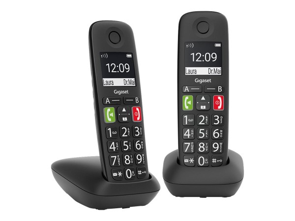 GIGASET E290 Duo schwarz schnurlos analog DECT Grosstaste 2 Mobilteile
