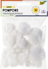 folia Pompons, 30 Stück, weiß