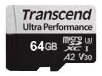 TRANSCEND 64GB microSD w/ adapter UHS-I U3 A2 DDR200 TS64GUSD340S