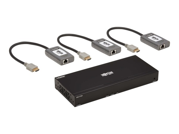 EATON TRIPPLITE 4-Port HDMI over Cat6 Extender Kit Splitter/3x Pigtail Rece B127A-004-BHPH3