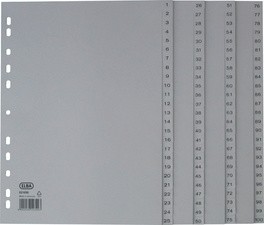 Oxford Kunststoff-Register, 1-100, DIN A4, grau, 100-teilig