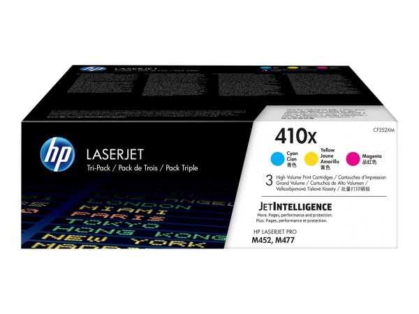 HP HP 410X 3er Pack Gelb, Cyan, Magenta LaserJet Tonerpatrone (CF252XM)