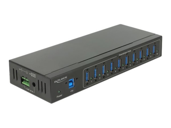 DELOCK Externer Industrie Hub 10 x USB 3.0 Typ-A mit 20 kV ESD Schutz Deloc 63919