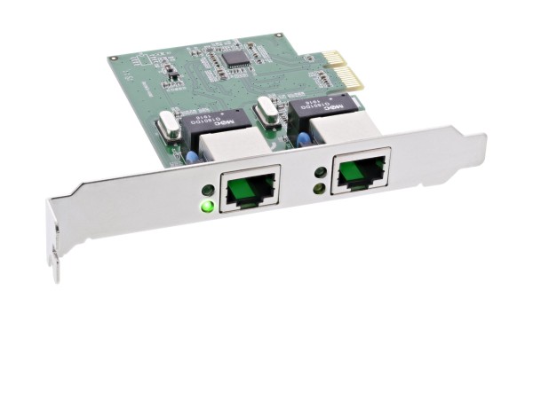 INLINE ® Dual Gigabit Netzwerkkarte, PCI Express, 2x 1GBit/s, PCIe x1, inkl 51126K
