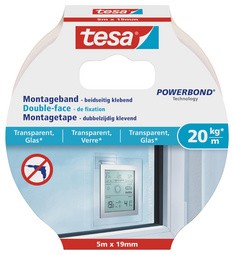 tesa Powerbond Montageband für Glas, 19 mm x 1,5 m