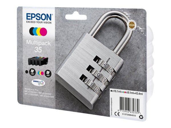 EPSON 35 Multipack 4er Pack Schwarz, Gelb, Cyan, Magenta Tintenpatrone C13T35864010