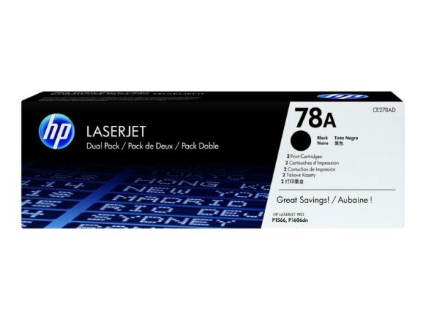HP 78A 2er Pack Schwarz LaserJet Tonerpatrone (CE278AD) CE278AD