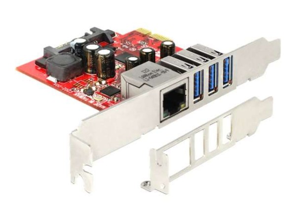 DELOCK PCI Ex Card > USB 3.0 + 1x ext. Gigabit LAN Low 89382