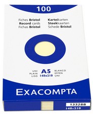 EXACOMPTA Karteikarten, DIN A5, blanko, azurblau