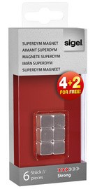 sigel Neodym-Design-Magnete "Strong" C5, 10er Set, silber