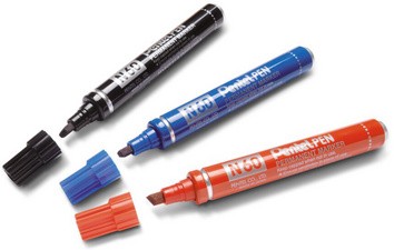 Pentel Permanent-Marker N60, Keilspitze, 4er Etui, sortiert