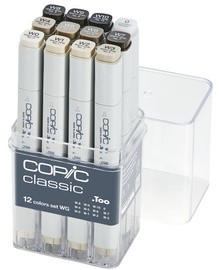 COPIC Marker classic, 12er Grau Set "WG", warme Grautöne