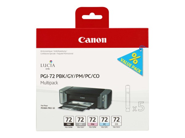 CANON PGI 72 PBK/GY/PM/PC/CO Multipack 5er Pack Grau, Photo schwarz, Photo 6403B007
