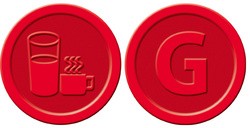 sigel Wertmarken "Getränke", aus Kunststoff, rot