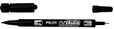 PILOT Permanent-Marker "Twin Marker", extra fein, schwarz