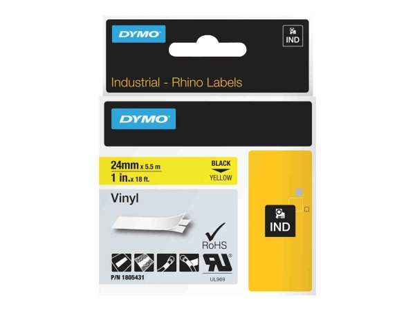 DYMO Vinyl-Schriftband, Breite: 24 mm, Länge: 5,5 m, gelb