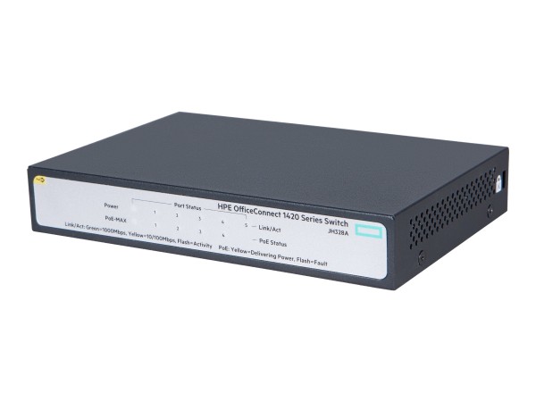 HPE Switch 1000Mbit, 5xTP, 1420-5G-PoE+(32W), JH328A