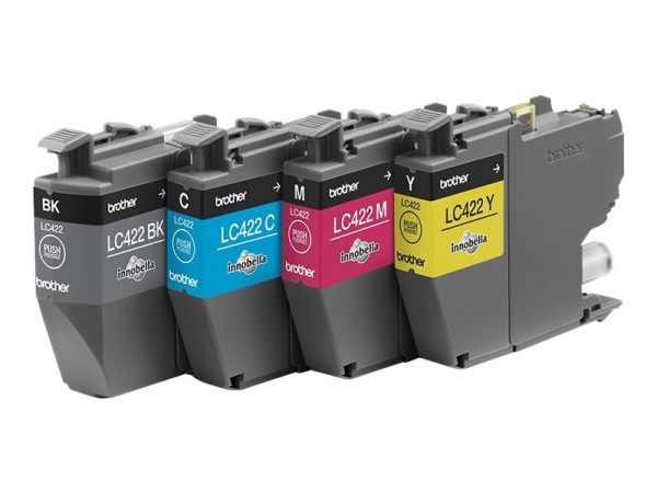 BROTHER Black Cyan Magenta and Yellow Ink Cartridges Multipack Each cartrid LC422VALDR