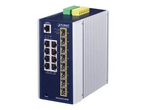 PLANET TECHNOLOGY IP30 Industrial L3 8-Port IGS-6325-8T8S