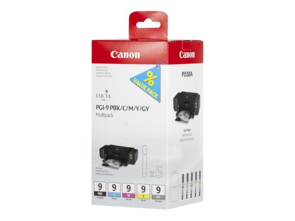 CANON PGI 9 PBK/C/M/Y/GY Multi Pack 5er Pack Grau, Gelb, Cyan, Magenta, Pho 1034B013