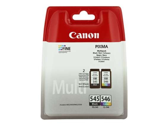 CANON PG 545 / CL 546 Multipack 2er Pack Schwarz, Farbe (Cyan, Magenta, Gel 8287B005