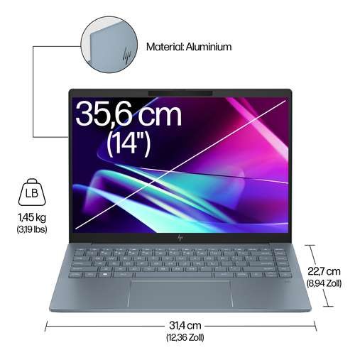 HP Pavilion Plus 35,6cm (14") Ultra 7-155H 32GB 512GB W11 9Z340EA#ABD