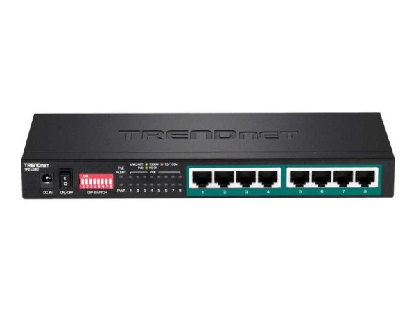 TRENDNET Switch 8-port Gbit PoE+ long range 200m 65W Metal TPE-LG80