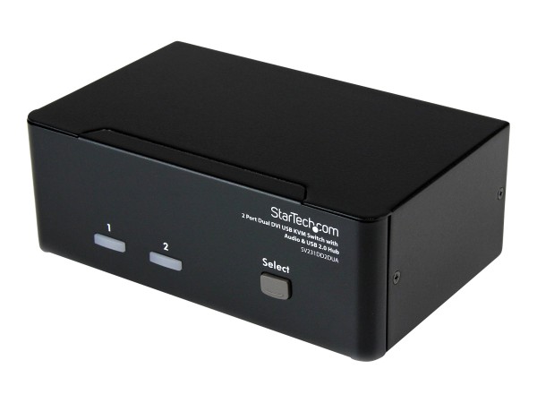 STARTECH.COM 2 Port DVI USB KVM Switch mit Audio und USB 2.0 Hub SV231DD2DUA