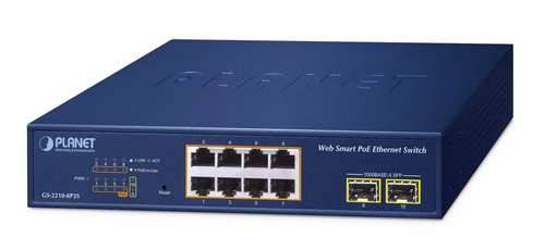 PLANET TECHNOLOGY 8-Port 10/100/1000T 802.3at GS-2210-8P2S