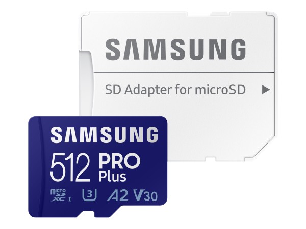 SAMSUNG PRO Plus 512GB microSDXC UHS-I U3 160MB/s Full HD & 4K UHD Speicher MB-MD512KA/EU