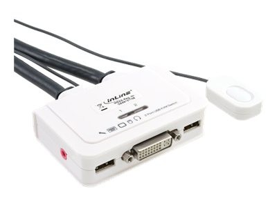 InLine® KVM Switch, 2-fach, DVI-D, USB, mit Audio, integr. Kabel 61613I