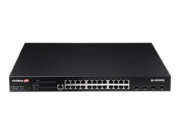 EDIMAX 24-Port Gigabit PoE+ Web Smart Switch mit 4-Port 10GbE SFP+- Uplinks für Überwachungszwecke