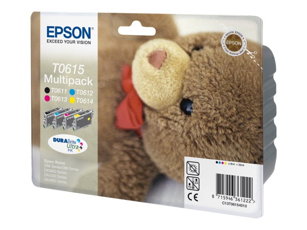 EPSON Multipack T0615 4er Pack Schwarz, Gelb, Cyan, Magenta Tintenpatrone C13T06154010