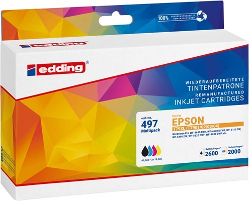 EDDING EDDING Tintenpatrone ersetzt Epson 79XL /T7901/T79002/T7903/T7904 Kompatibel Kombi-Pack Schwarz