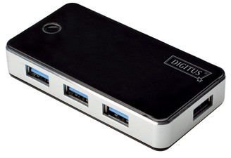 DIGITUS USB 3.0 Hub, 4-Port, schwarz, inkl. Netzteil