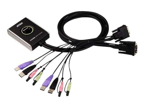 ATEN DATA KVM Cable Switch 2-Port USB DVI KVM Switch CS682