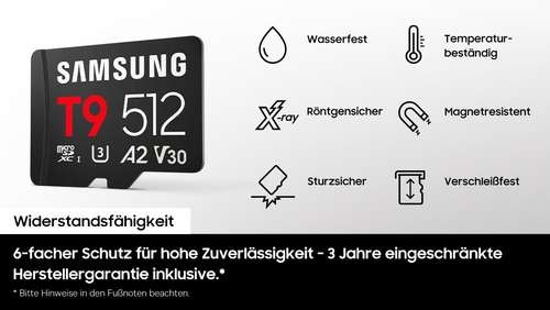 SAMSUNG T9 microSD Speicherkarte 512GB MB-MH512T/WW