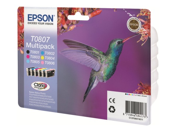 EPSON EPSON T0807 Multipack Schwarz, Gelb, Cyan, Magenta, hell Magenta, hell Cyan Tintenpatrone