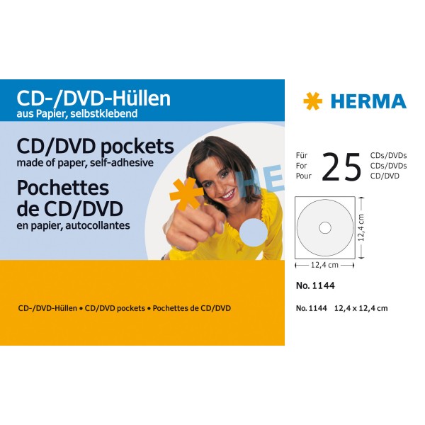 HERMA CD-/DVD-Papiertaschen, mit Fenster, weiß,