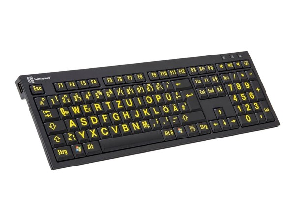 LOGIC-KEYBOARD LOGIC-KEYBOARD LogicKeyboard XL Print PC Slim Line NERO - Tastatur - USB - Deutsch - yellow on black