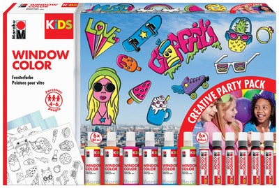 Marabu KiDS Window Color-Set "Party Pack", 6 x 80 ml